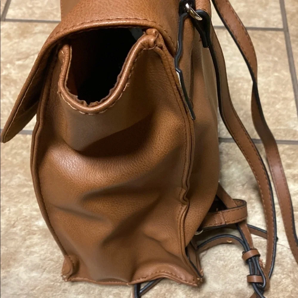 Brown  Backpack Small Totebag School Practical Utility